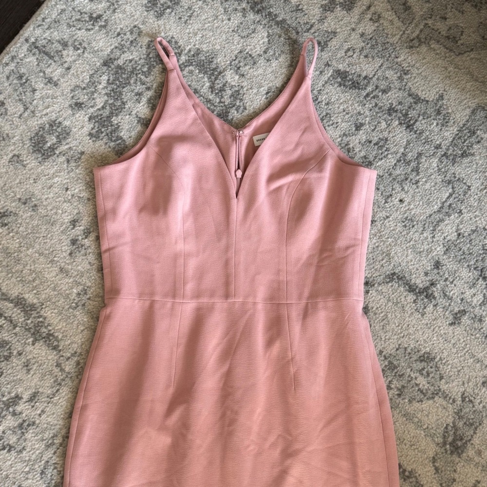 Dress The Population Lyla Blush Pink V-Neck Midi Dress Womens Large L 1537 - Picture 3 of 6